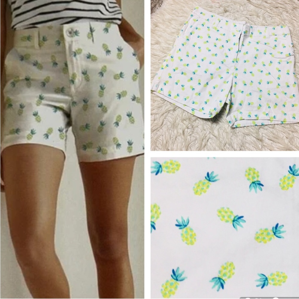 Caribbean Joe & Company Classic Fit White Pineapple printed Shorts Size 8